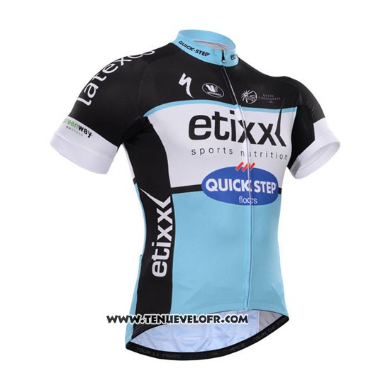 2015 Maillot Ciclismo Etixx Quick Step Noir et Blanc Manches Courtes et Cuissard